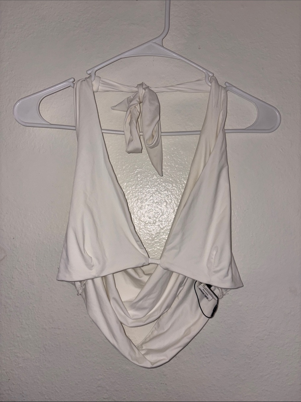 White Draped Halter crop top